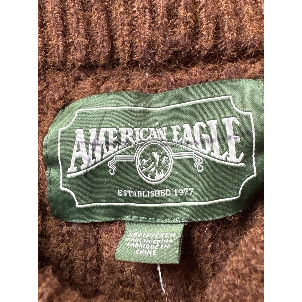 American Eagle Womens XS Knit Sweater Brown Recycled Polyester Blend - Picture 3 of 6